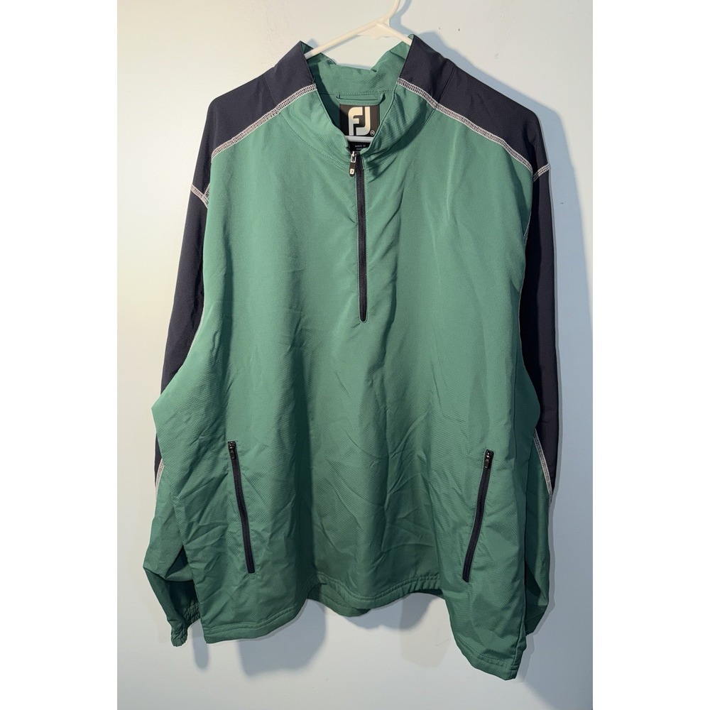 FOOTJOY Men's Sweatshirt Jacket FJ Golf Green Blue Zip Long Sleeve Size 2XL